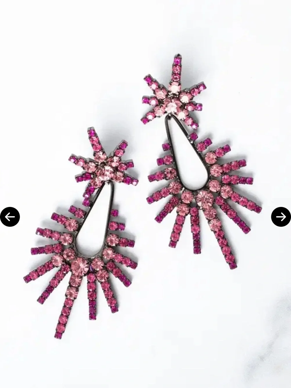 Pink Crystal Starburst Drop Earrings - Picture 2 of 6